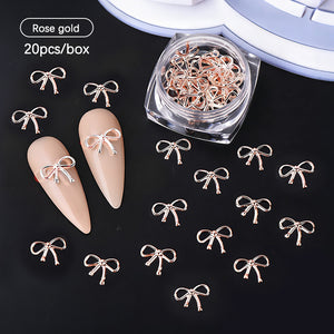 20pcs Bowknot Alloy Nail Decorations #03 Rose Gold