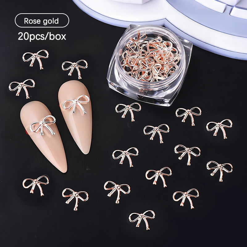 20pcs Bowknot Alloy Nail Decorations #03 Rose Gold