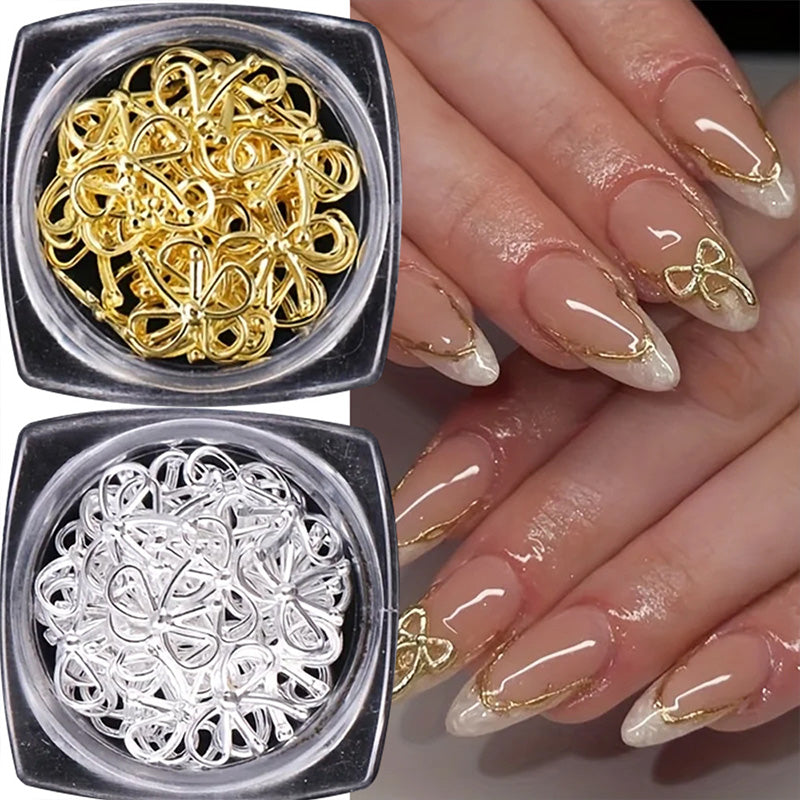 20pcs Bowknot Alloy Nail Decorations #03 Rose Gold