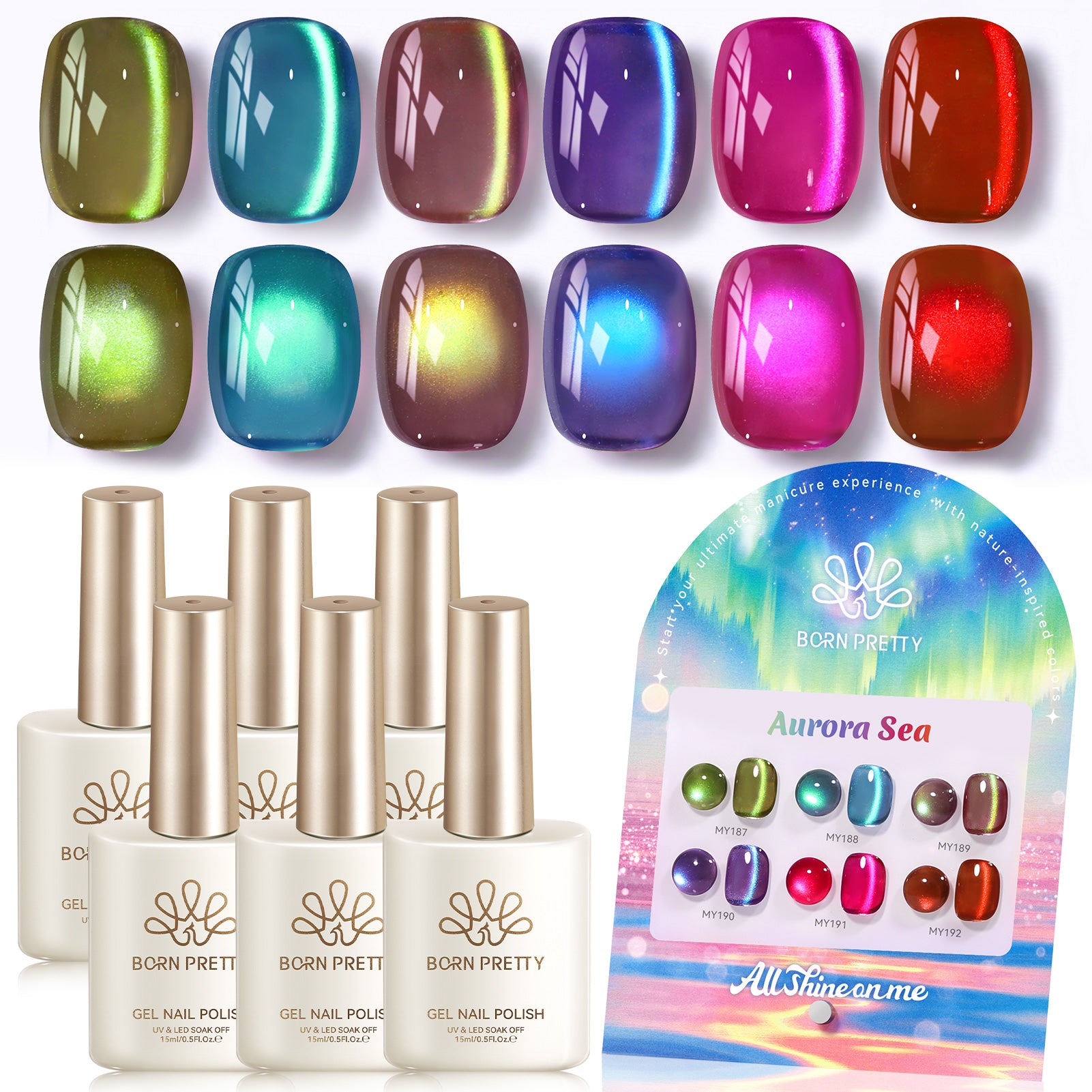 6 Colors Colored Cat Magnetic Gel M21 Aurora Sea 15ml