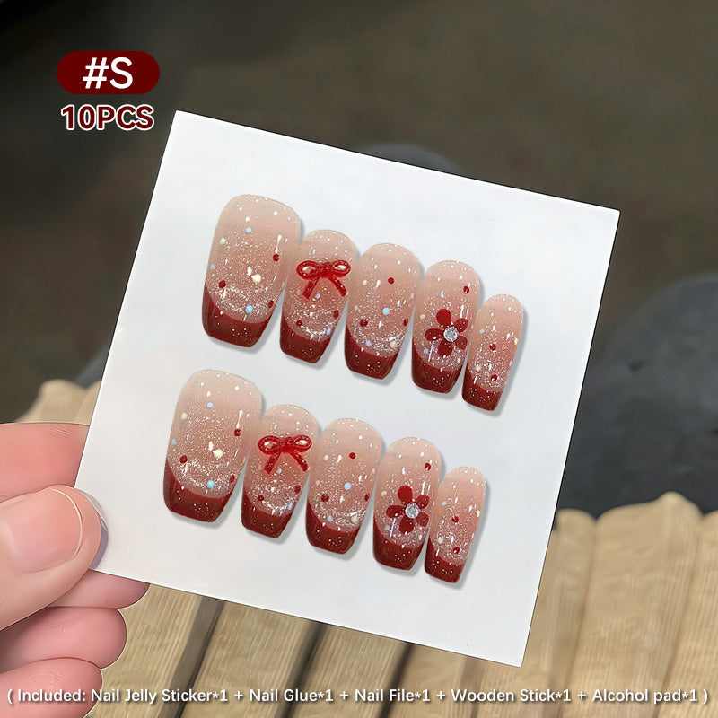 10pcs Press on Nails #10 SG802 Size S