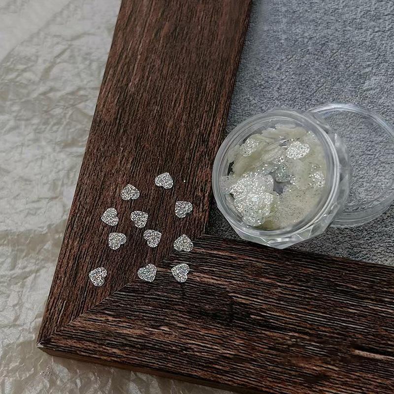Heart Shape White Glitter Nail Sequins