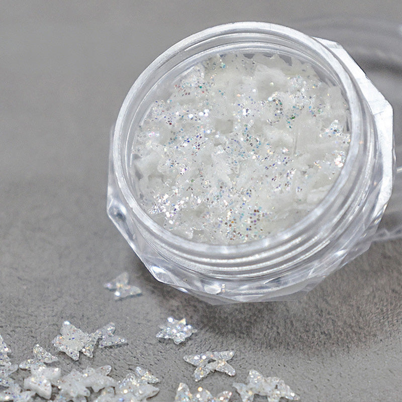 Star Shape White Glitter Nail Sequins