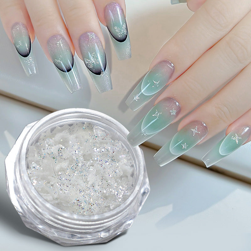 Star Shape White Glitter Nail Sequins