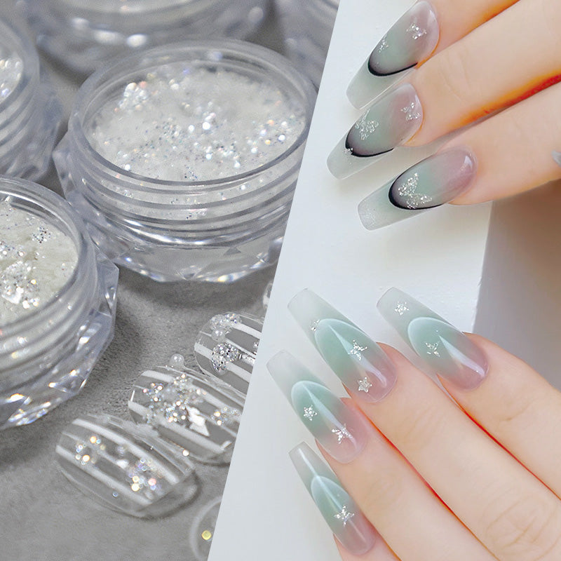 Star Shape White Glitter Nail Sequins