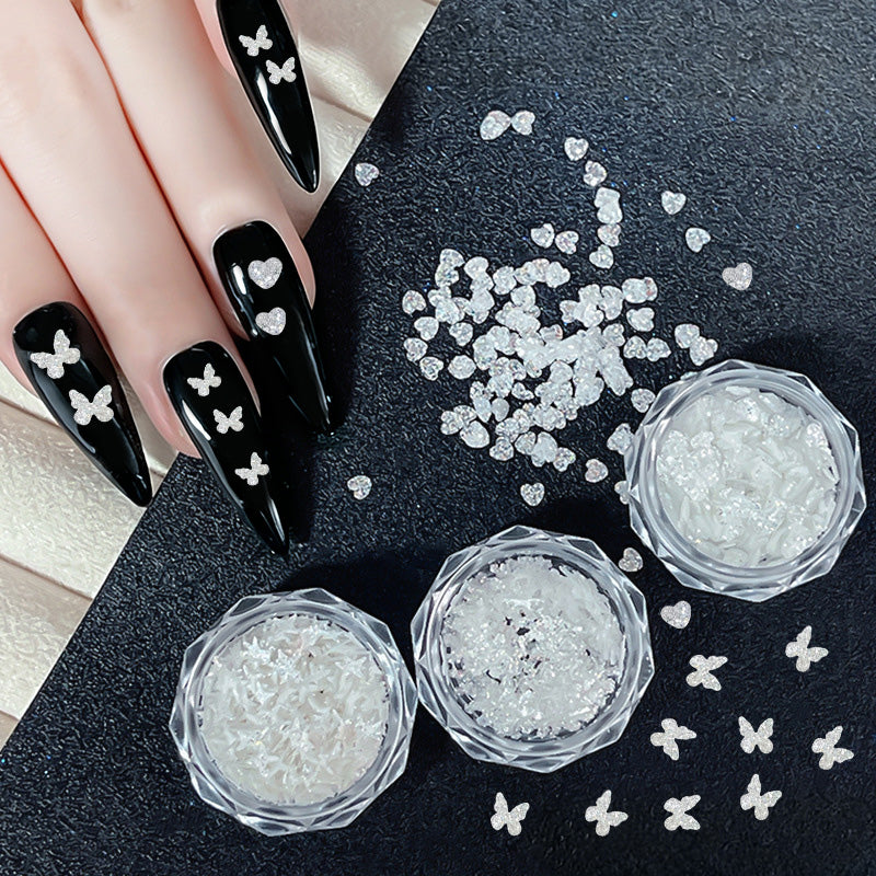 Star Shape White Glitter Nail Sequins
