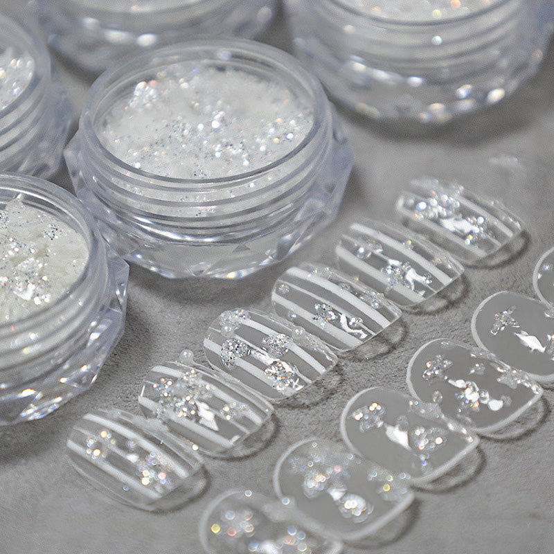Star Shape White Glitter Nail Sequins