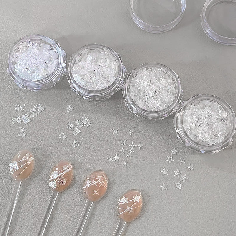 Star Shape White Glitter Nail Sequins