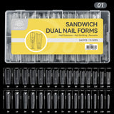 240pcs 15 Sizes Sandwich Dual Nail Forms