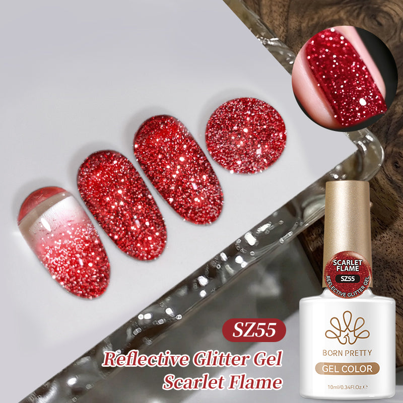 Reflective Glitter Gel SZ55 Scarlet Flame 10ml