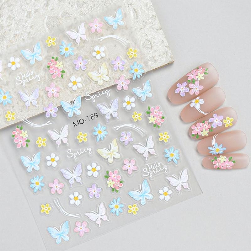 Spring Flowers Butterfly 3D Nail Sticker MO-789