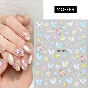 Spring Flowers Butterfly 3D Nail Sticker MO-789