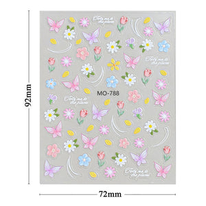 Spring Flowers Butterfly 3D Nail Sticker MO-789