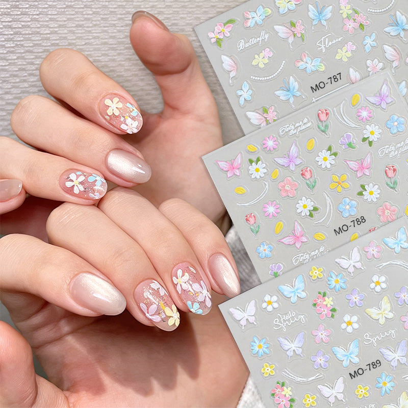Spring Flowers Butterfly 3D Nail Sticker MO-789