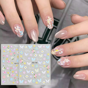 Spring Flowers Butterfly 3D Nail Sticker MO-789