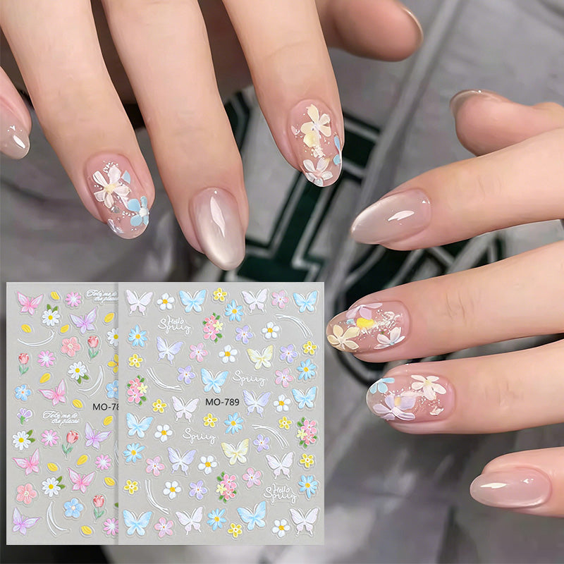 Spring Flowers Butterfly 3D Nail Sticker MO-789