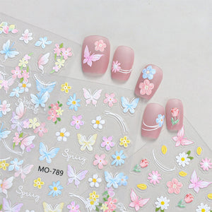 Spring Flowers Butterfly 3D Nail Sticker MO-789