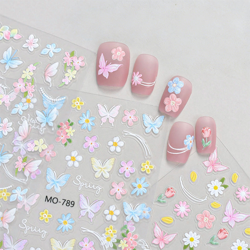 Spring Flowers Butterfly 3D Nail Sticker MO-789