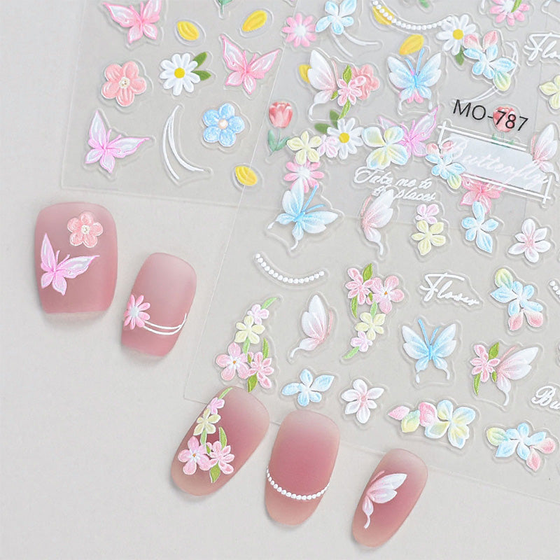 Spring Flowers Butterfly 3D Nail Sticker MO-789