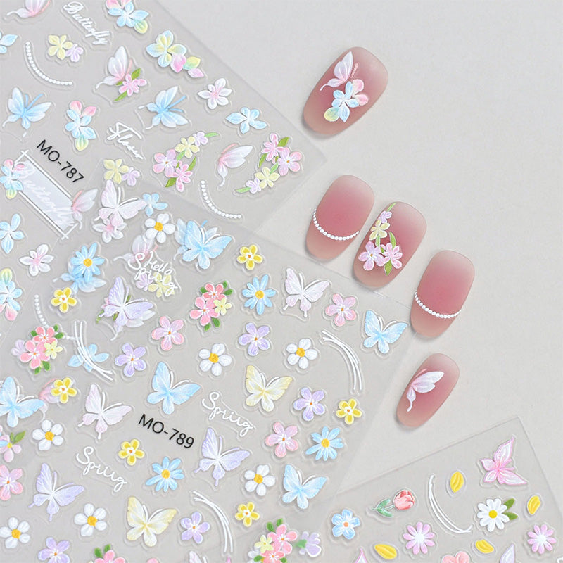 Spring Flowers Butterfly 3D Nail Sticker MO-789