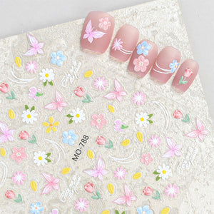 Spring Flowers Butterfly 3D Nail Sticker MO-789