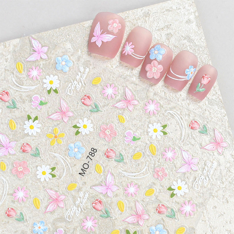 Spring Flowers Butterfly 3D Nail Sticker MO-789