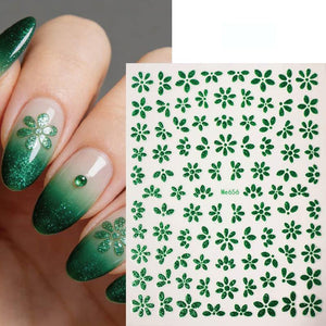 Green Spring Flowers Sakura 3D Nail Sticker #07