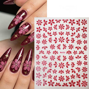 Rose Red Spring Flowers Sakura 3D Nail Sticker #08