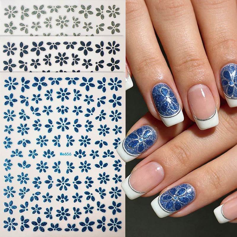 Blue Spring Flowers Sakura 3D Nail Sticker #06