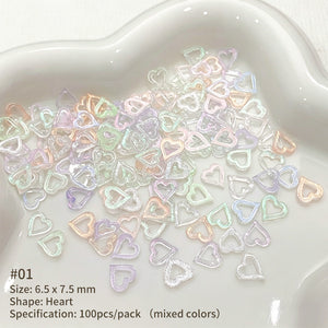 100pcs Hollowed Heart Plastic Nail Decoration
