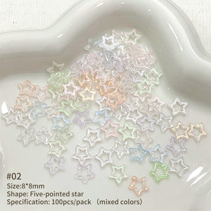 100pcs Hollowed Star Plastic Nail Decoration