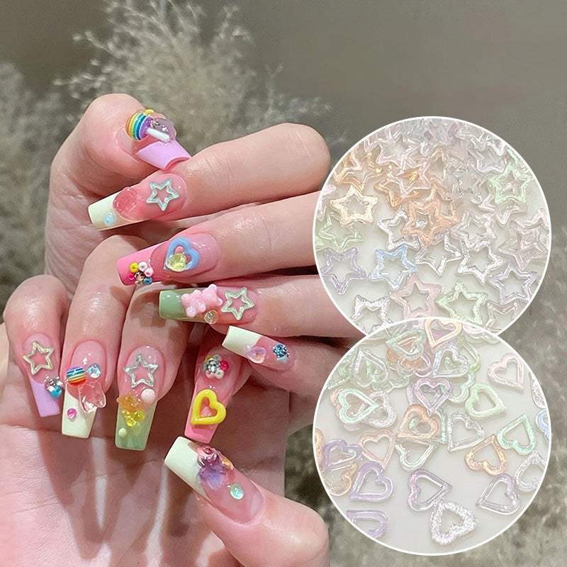 100pcs Hollowed Star Plastic Nail Decoration