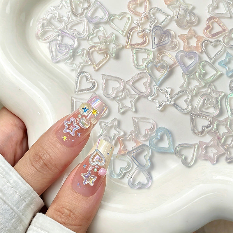 100pcs Hollowed Star Plastic Nail Decoration