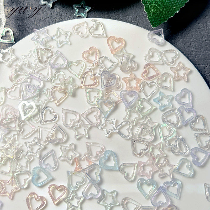 100pcs Hollowed Star Plastic Nail Decoration