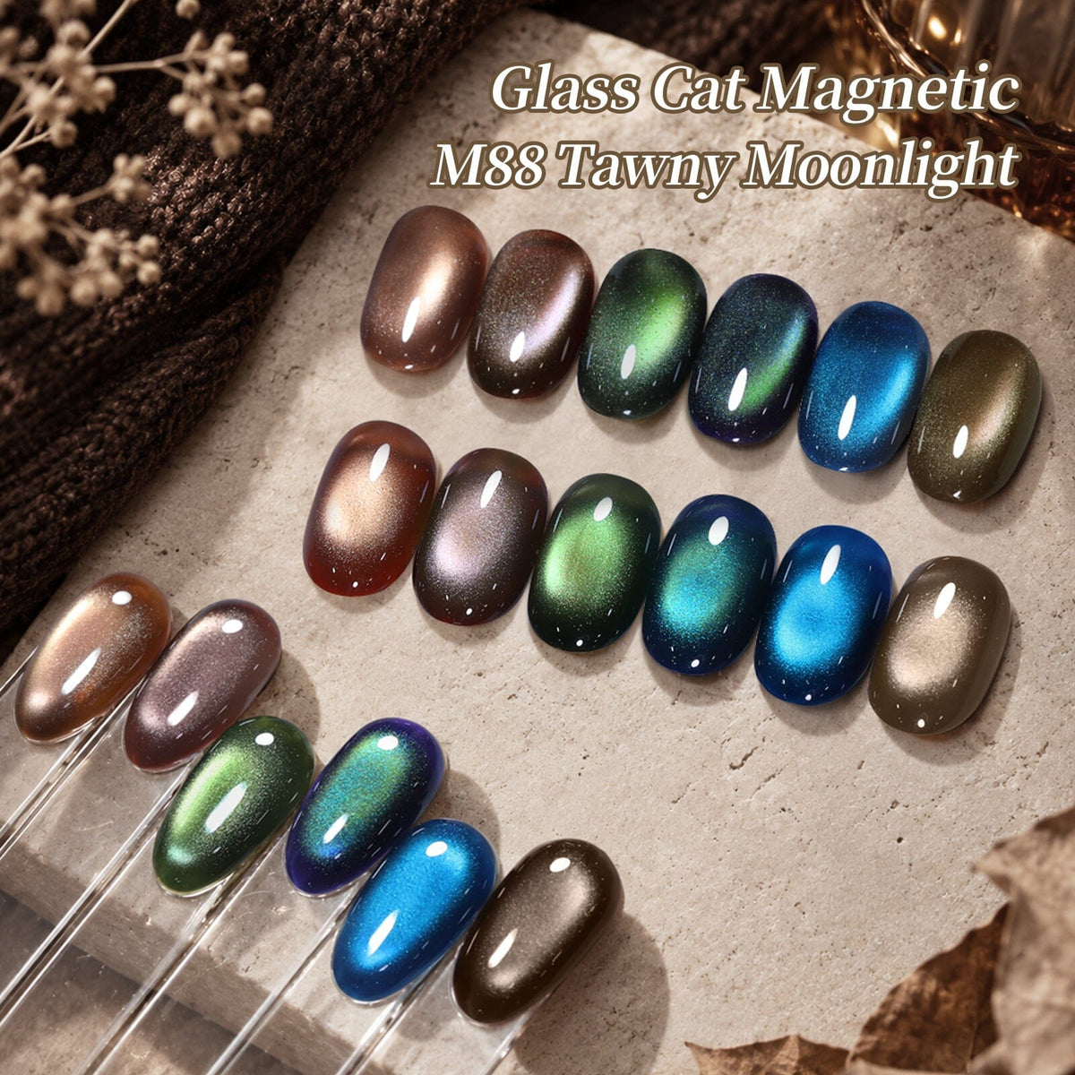 6 Colors Glass Cat Magnetic Gel M88 Tawny Moonlight 7ml Gel Nail Polish BORN PRETTY 