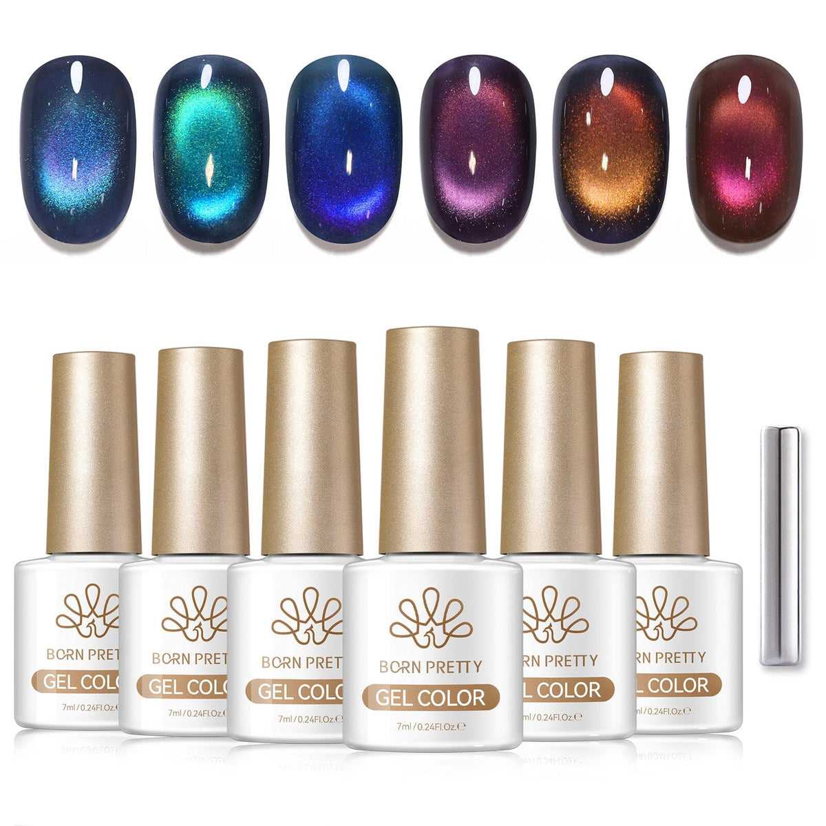 6 Colors Colored Cat Magnetic Gel M89 Darkness Reborn 7ml Gel Nail Polish BORN PRETTY 