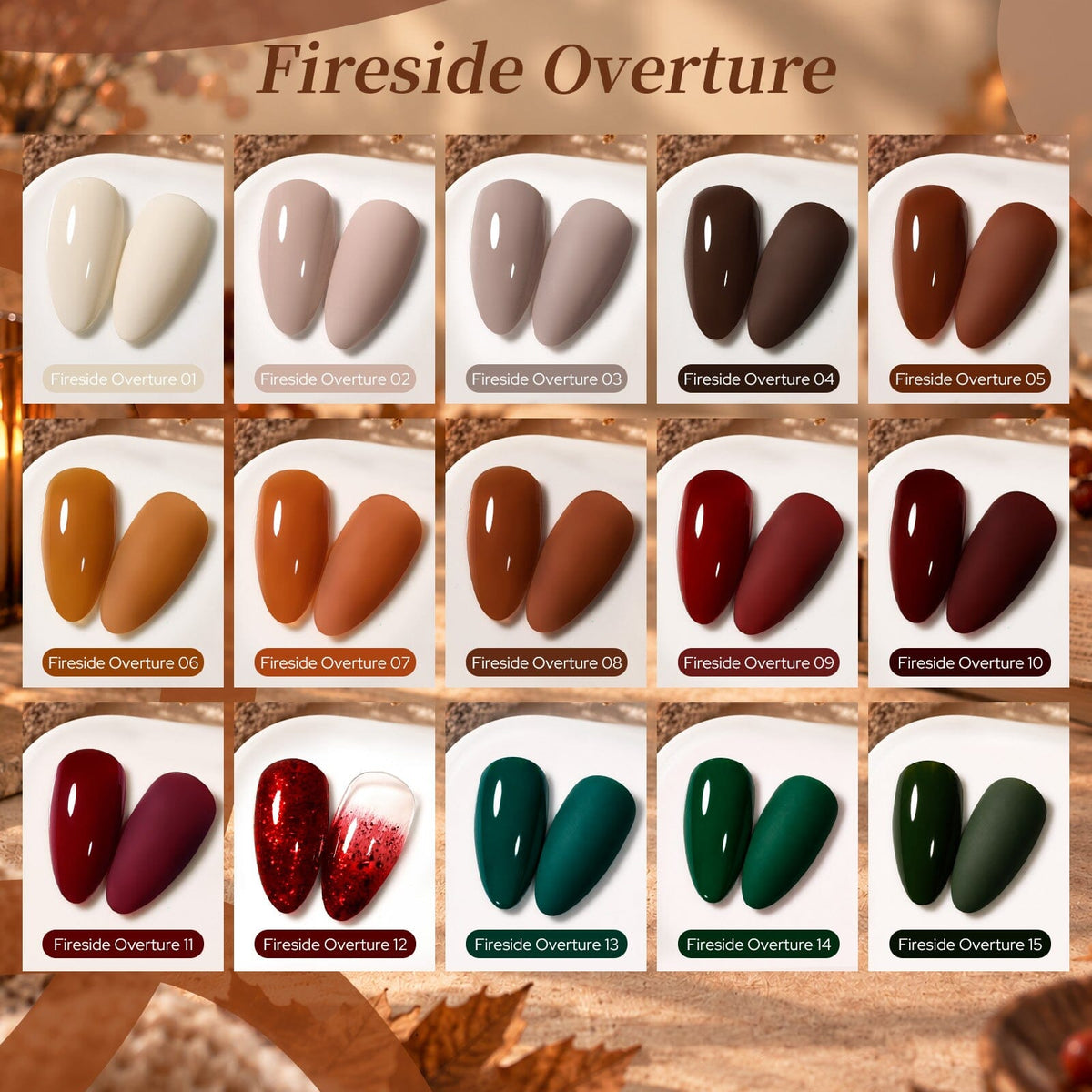 15 Colors Nail Polish Set Fireside Overture 7ml Nail Polish BORN PRETTY 