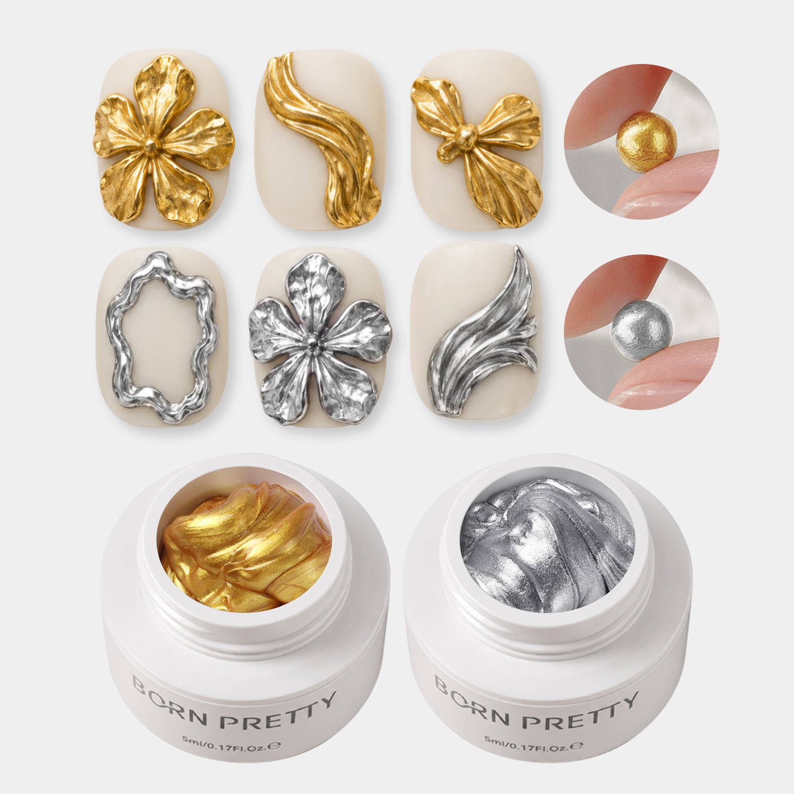 5D Sculpting Gel Metallic Gold Silver 5ml