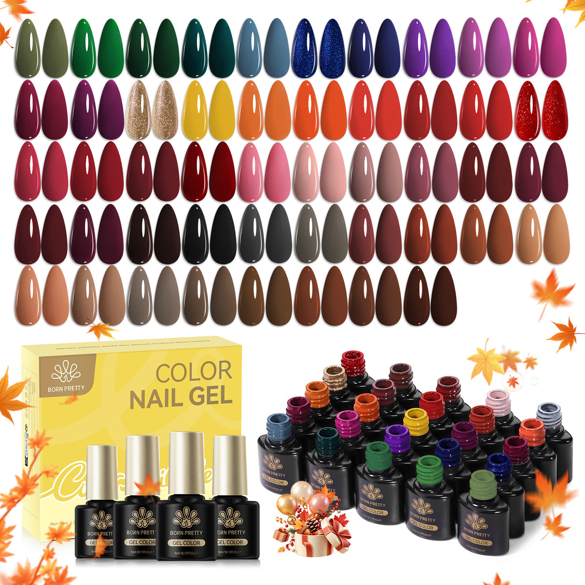 48 Colors Gel & 4 Base Top Coat Set S75 Autumn Edit 5ml