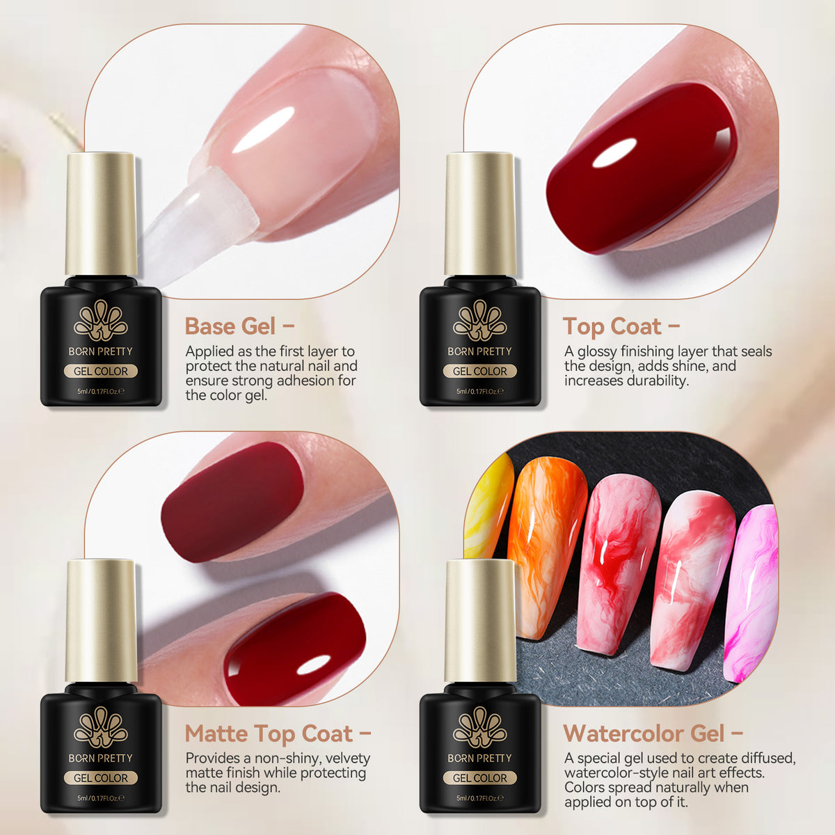 48 Colors Gel & 4 Base Top Coat Set S75 Autumn Edit 5ml
