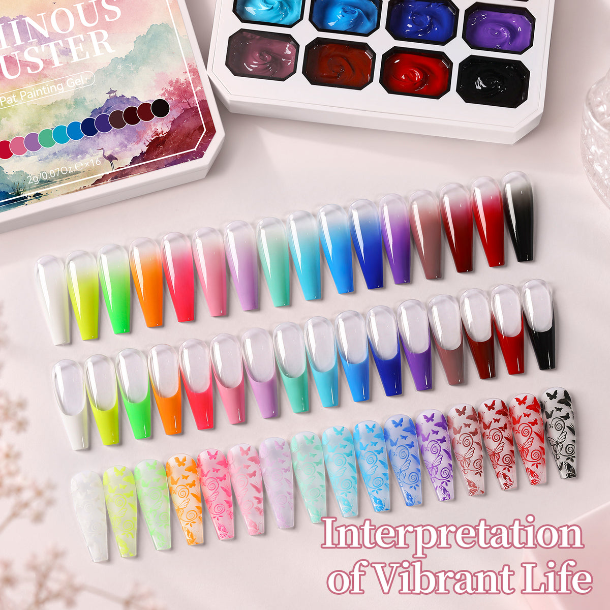 16 Colors Pat Painting Gel Set Luminous Cluster Gel Nail Polish No Brand 