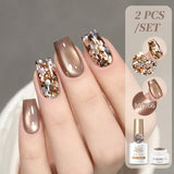 2pcs Set Cat Magnetic Gel &  Glitter Gel