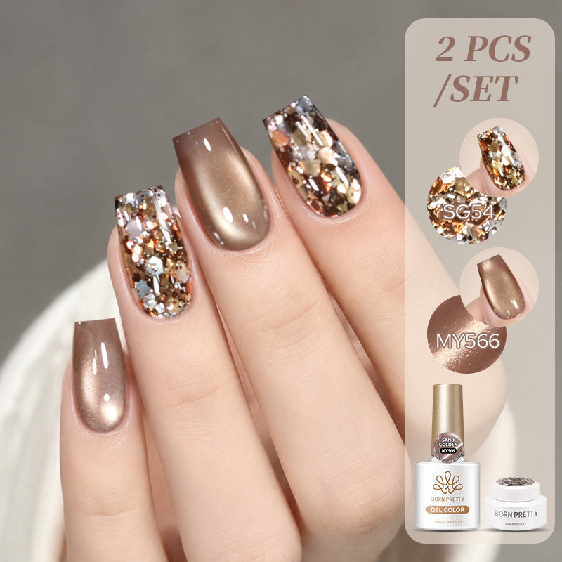 2pcs Set Cat Magnetic Gel &  Glitter Gel