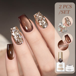 2pcs Set Cat Magnetic Gel &  Glitter Gel