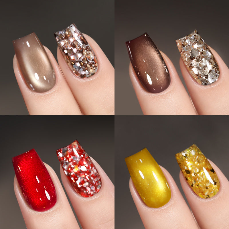 2pcs Set Cat Magnetic Gel &  Glitter Gel