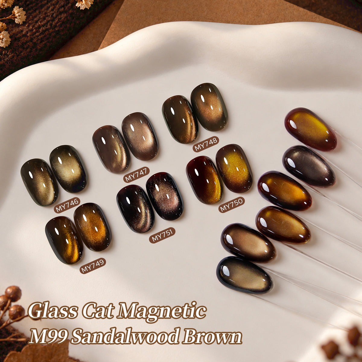 6 Colors Glass Cat Magnetic Gel M99 Sandalwood Brown 7ml