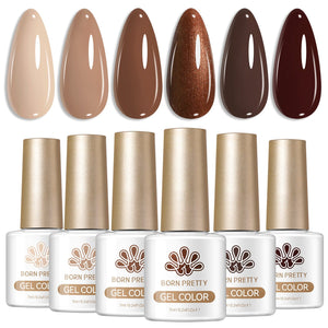 6 Colors Gel Set S80 Mocha Midnight 7ml Gel Nail Polish BORN PRETTY 