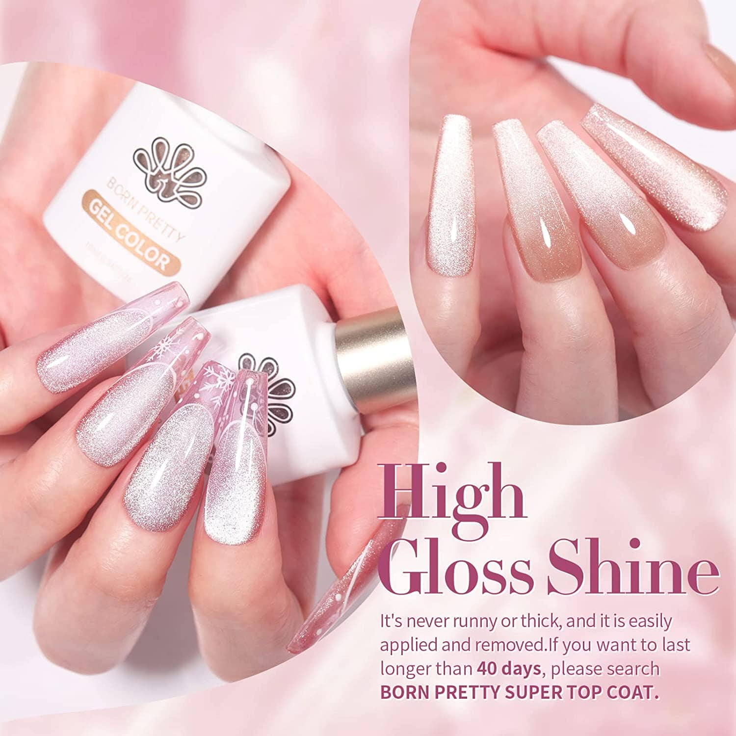 [US ONLY] 6 Colors Jelly Pink Snowlight Magnetic Gel Polish Set Kits & Bundles BORN PRETTY 