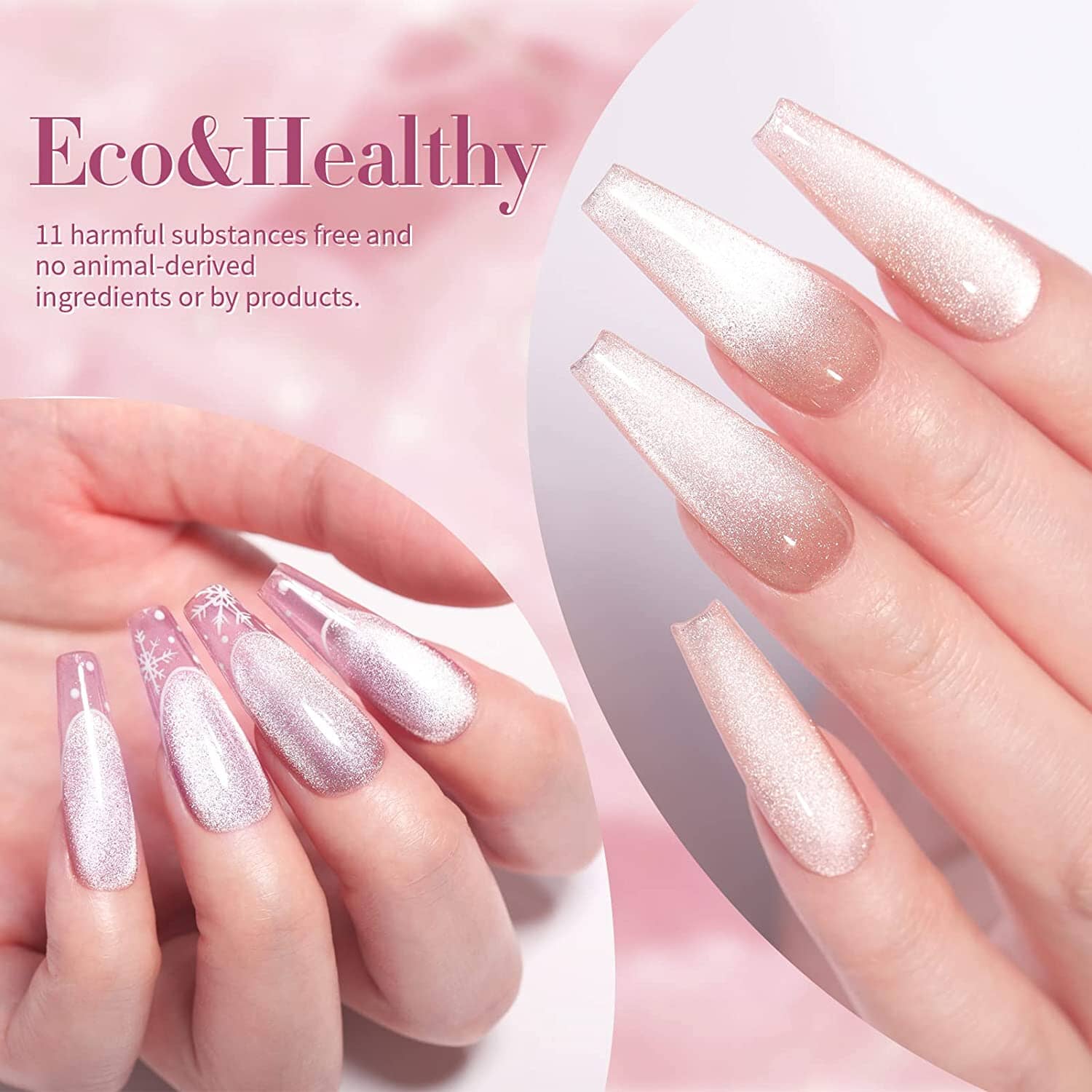 [US ONLY] 6 Colors Jelly Pink Snowlight Magnetic Gel Polish Set Kits & Bundles BORN PRETTY 