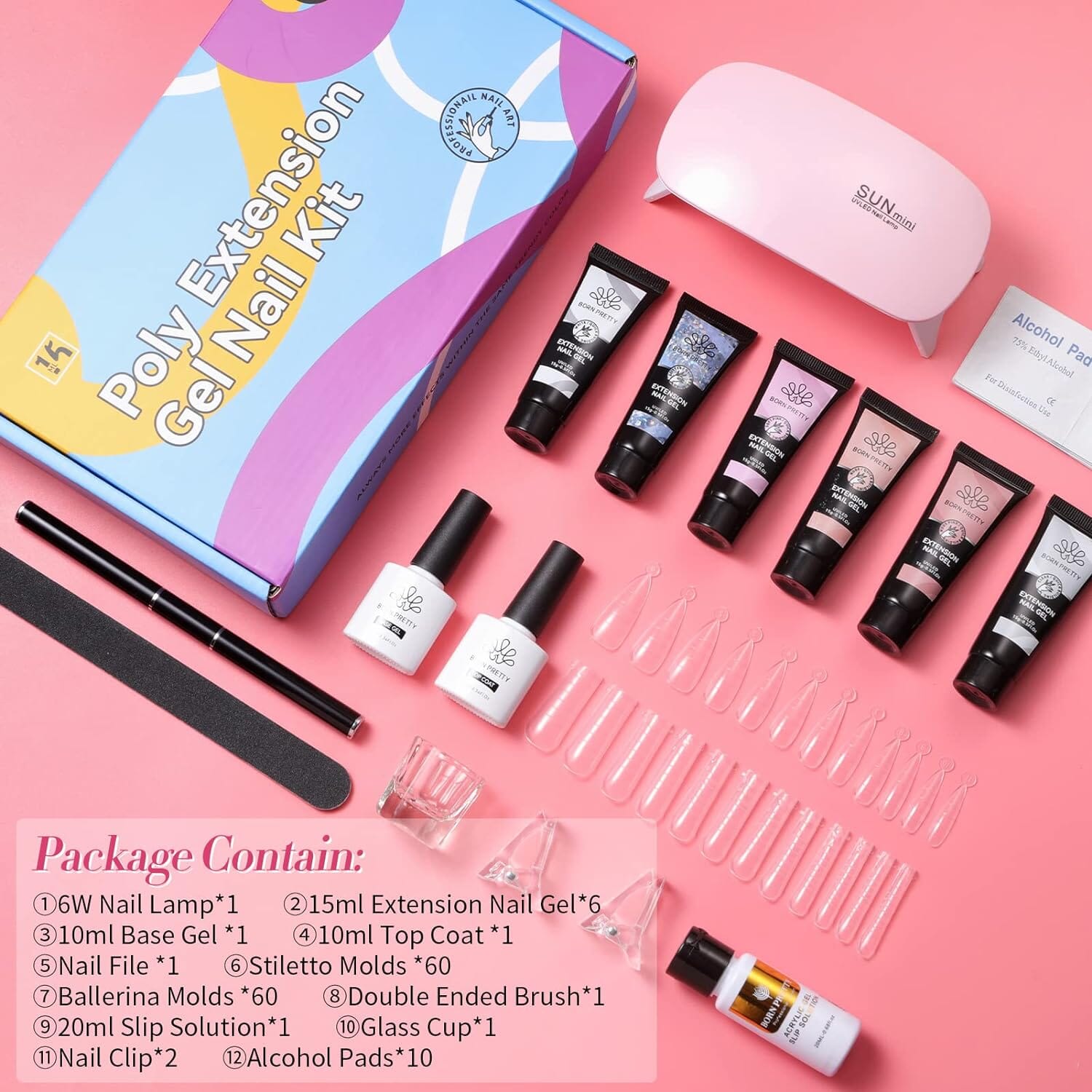 [US ONLY]Poly Nail Extension Gel Kit 6 Colors Kits & Bundles BORN PRETTY 
